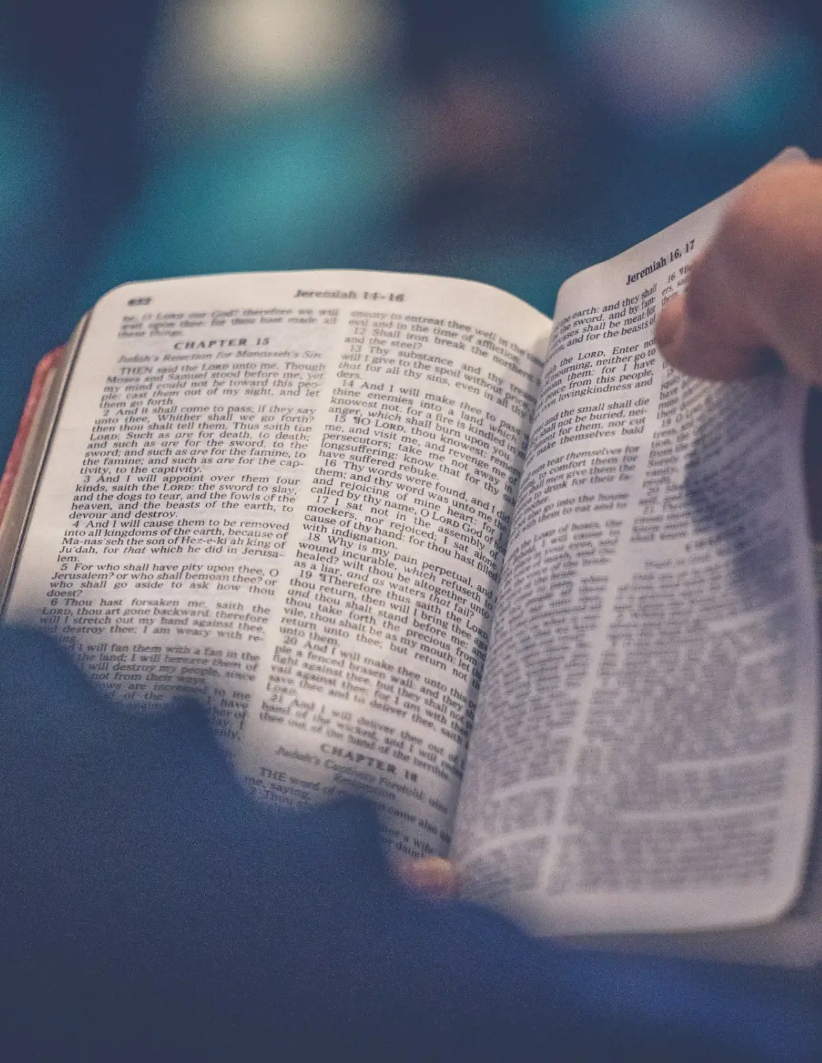 An open Bible being read